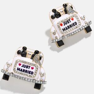 Disney Mickey Minnie Mouse Just Married Wedding Newlywed Stud Earrings